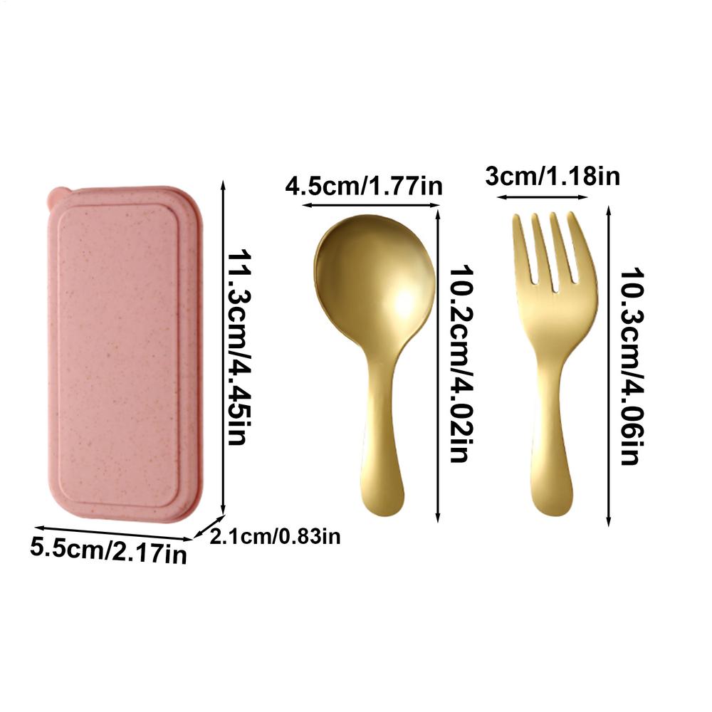 Travel Fork And Spoon Set Small Forks And Spoons Silverware Set Stainless Steel Reusable Cutlery Flatware With Storage Box For