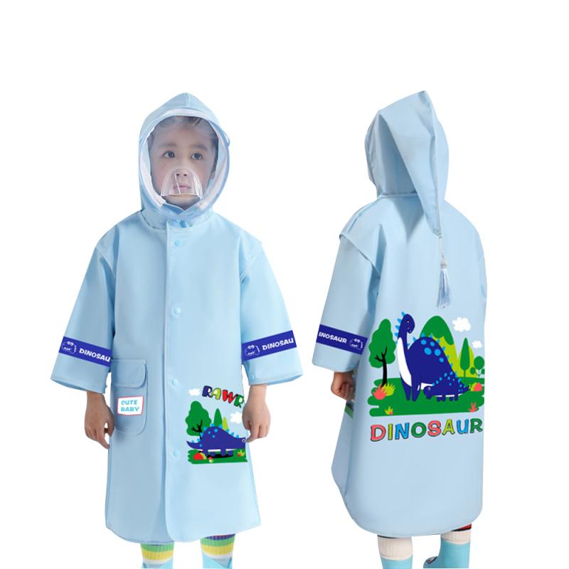 Kinder Regenmantel Niedlicher Cartoon-Druck Poncho Mit Abnehmbarer Wasserdichter Schutzmaske Für Jungen Mädchen