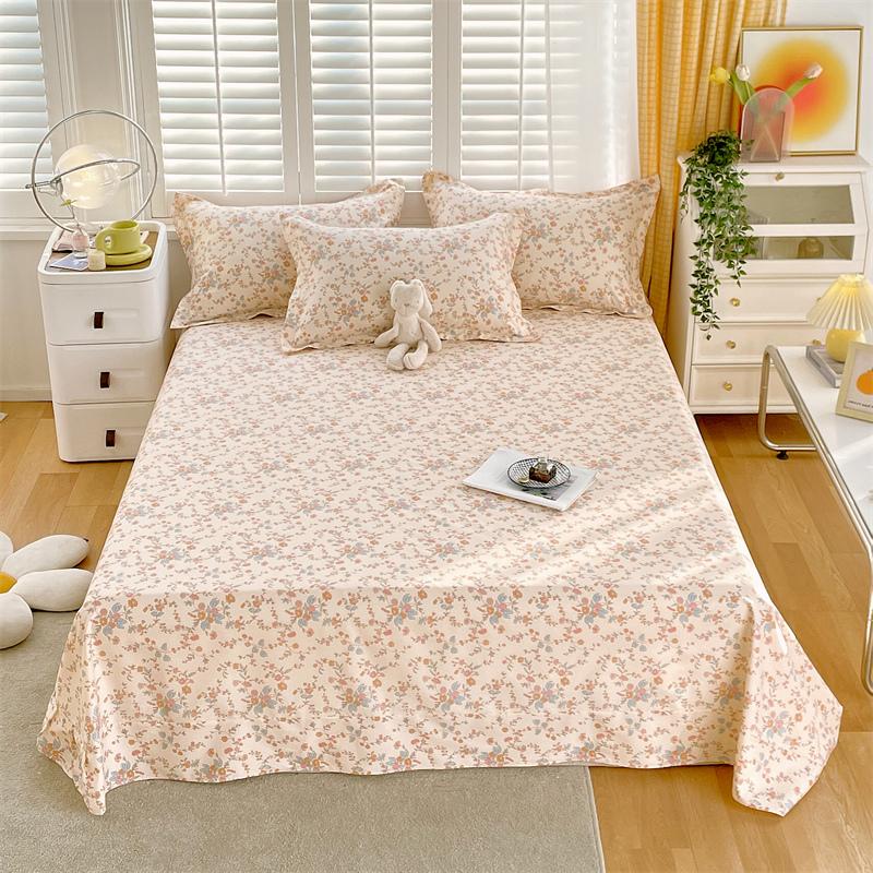 Floral Printed Bed Sheet Set Roses Design Bed Sheets Soft Breathable Fabric Flat Sheet with Pillowcases Queen Size Bedding Set