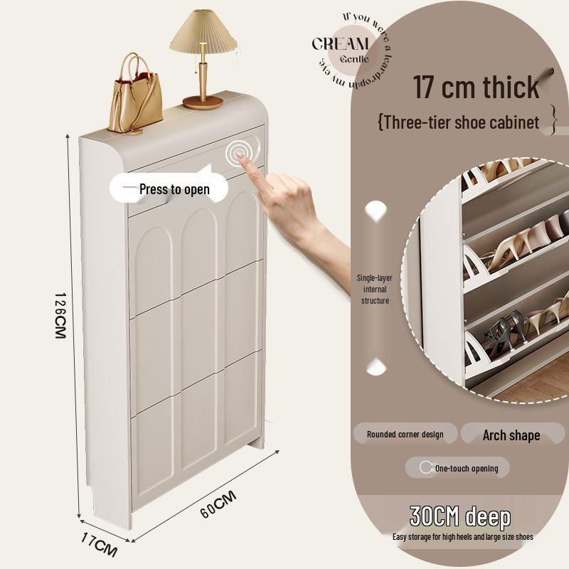 Ultra-Thin Flip-Top Shoe Cabinet & Coat Rack for Entryway Hallway Storage