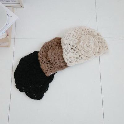 Women's Floral Knit Beanie Fall Knit Hat
