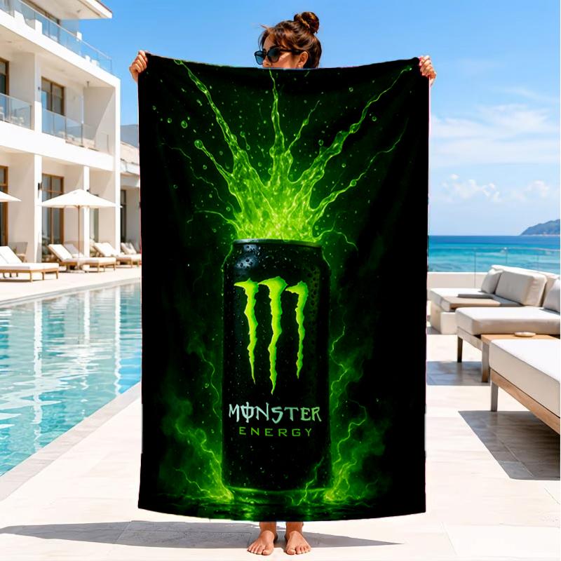 Monster Drink Beach Towel, Super Soft Microfiber, Perfect Gift for Her/Him, Birthday, for Pool, Beach, Travel, Decor Beach Party