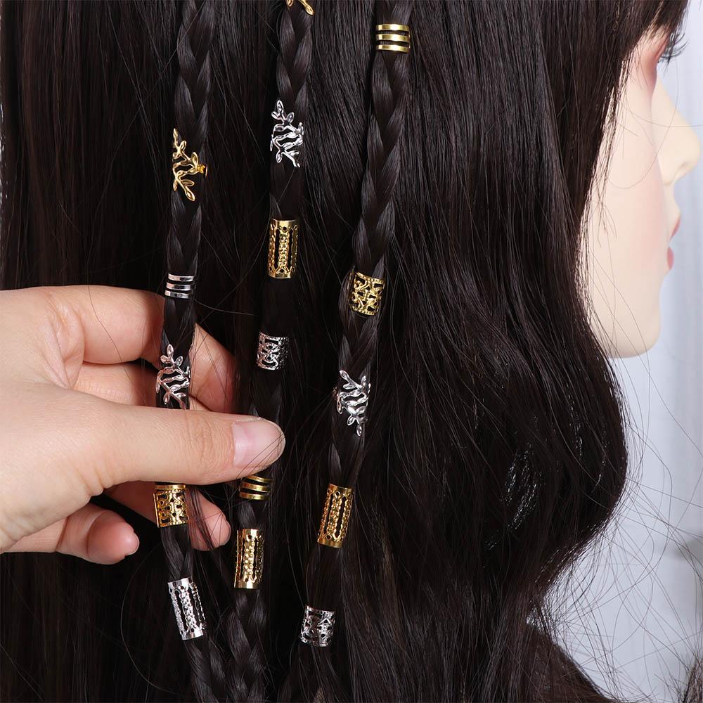 40PCS Metal Cuff Clips Mixed Hair Rings Set Gold and Silver Hair Braid Tubes Dreadlocks Beads  Men