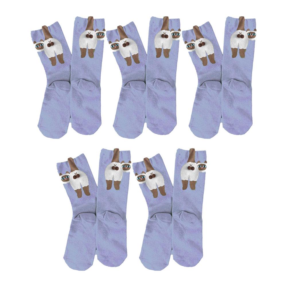 1/2/3/5/10PCSPCS Cute Cat Socks With Balls For Women 3D Funny Cat Socks With Fuzzy Balls Novelty Animal Crew Cotton Sock