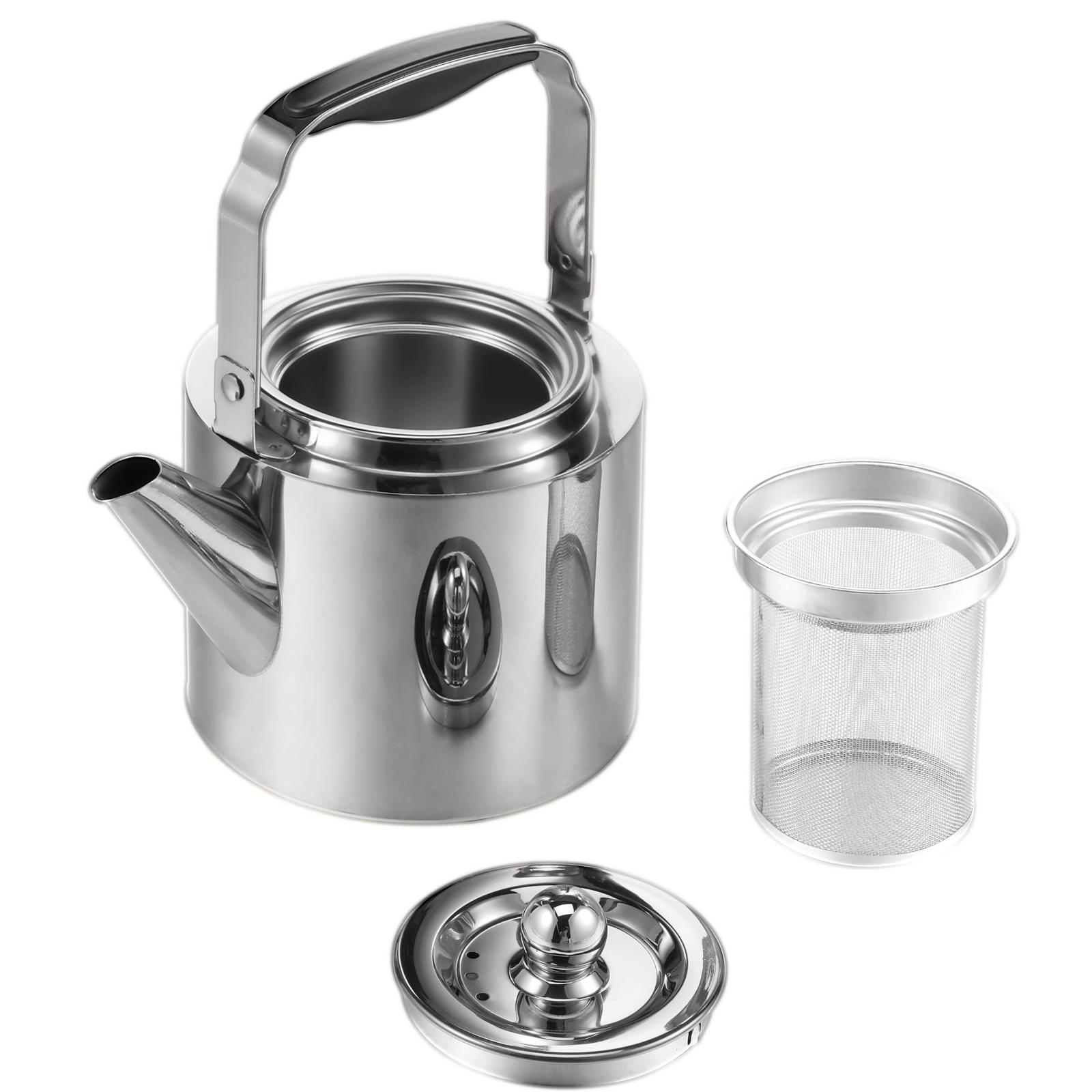 

Stainless Steel Tea Pot Spout Design 1.8L Large Capacity Tea Kettle with Removeable Infuser Fine Mesh Filter for Home Camping