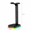 RGB Gaming Headphone Stand Headset Holder Hanger Rack With Charging Port Stable Base for All Over-Ear Headphones  Black