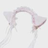 Schwarzes Spitzen-Stirnband mit Katzenohren und Glöckchen - Lolita-Haar-Accessoire