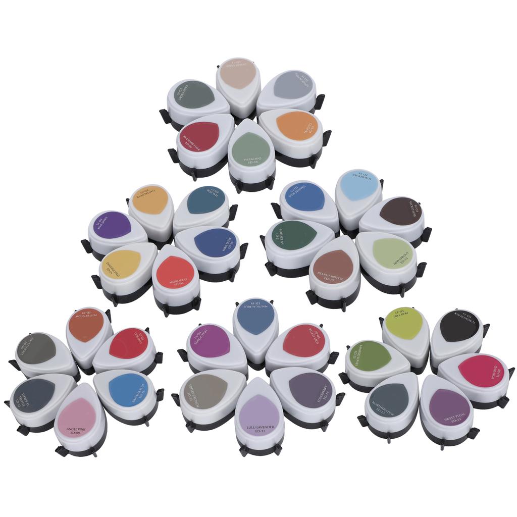 36Pcs Ink Pads Set Drop Shape DIY Portable Colorful Art Painting Stamp Accessories