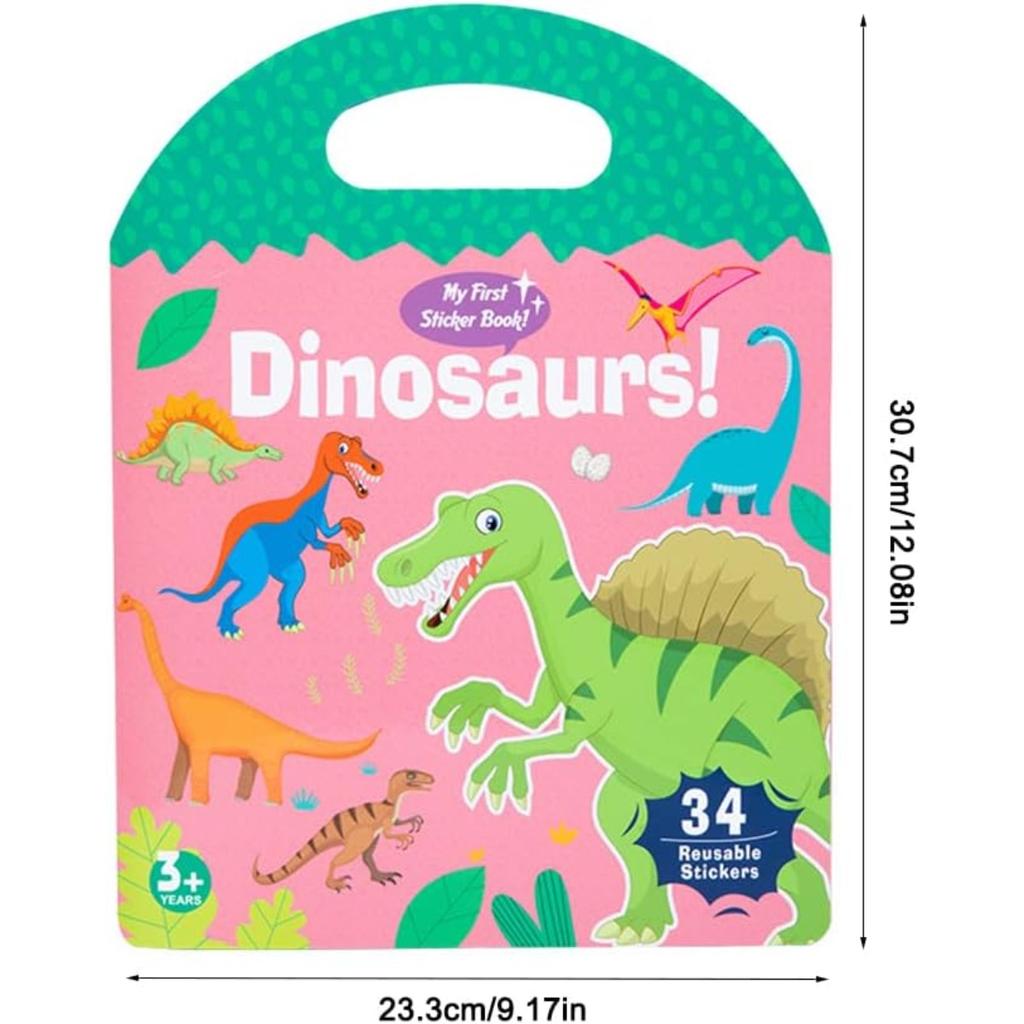Reusable Stickers, Reusable Static Sticker Books, Sticker Book, Reusable Girls, Gift for Boys or Girls, Children's Educational Toy, Dinosaurs