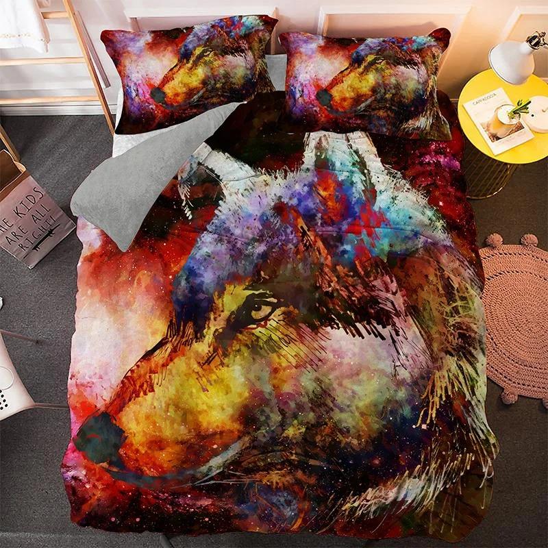 Fashion Wolf Pattern Bedding Sets Animal Duvet Cover Set Queen King Size Quilt Covers With Pillowcase