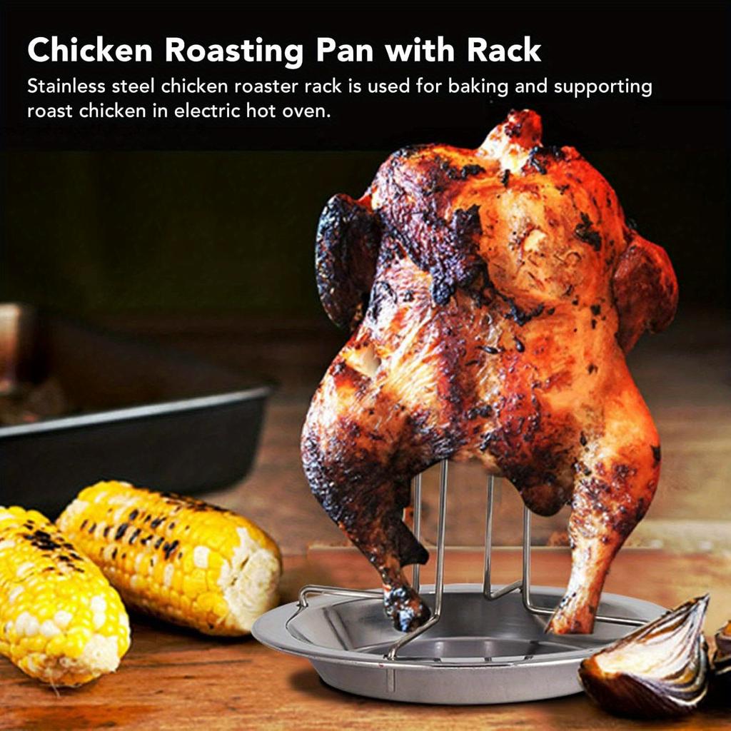 1 Piece Chicken Grill Stainless Steel Nonstick Thickened Metal Chicken Grill BBQ Accessories BBQ Cooker and Grill for Outdoor Parties