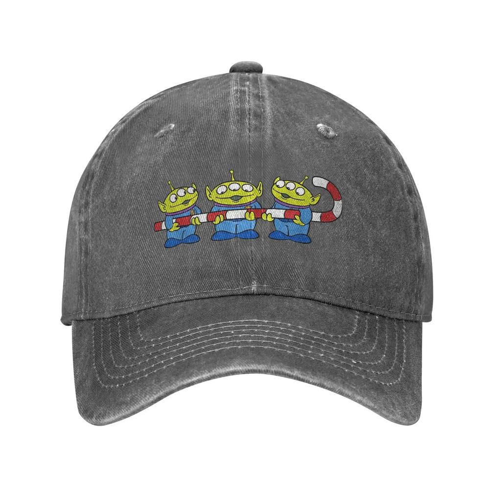 Vintage  Aliens Candy Cane Christmas Baseball Cap Unisex Distressed Denim Sun Cap Golf Unstructured Soft Hats Cap