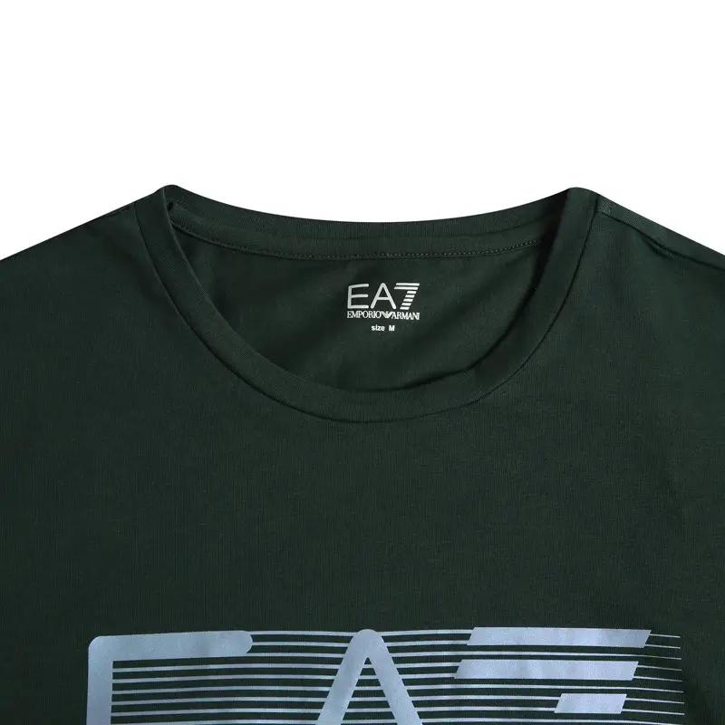 Emporio Armani EA7 Letter Print Crew Neck Long Sleeve T-Shirt Men Tops Military-Green 6LPT64-PJ03Z-1860