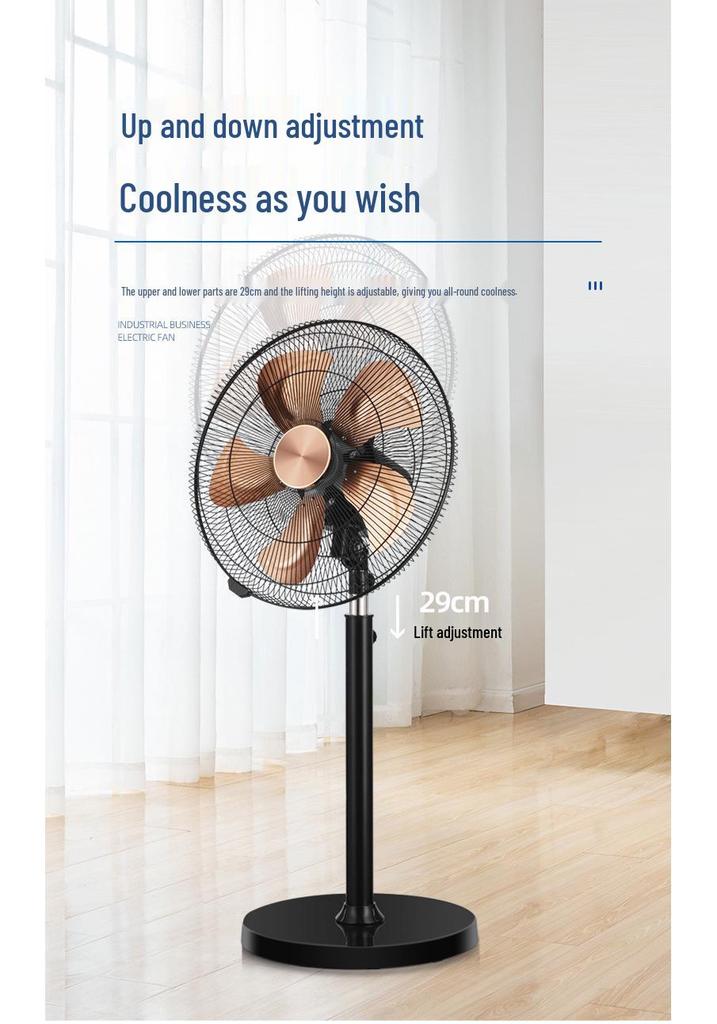 18-Inch Commercial Floor Fan, Five-Speed, Strong Wind, Silent Operation, High Power, Oscillating Electric Fan for Household Use