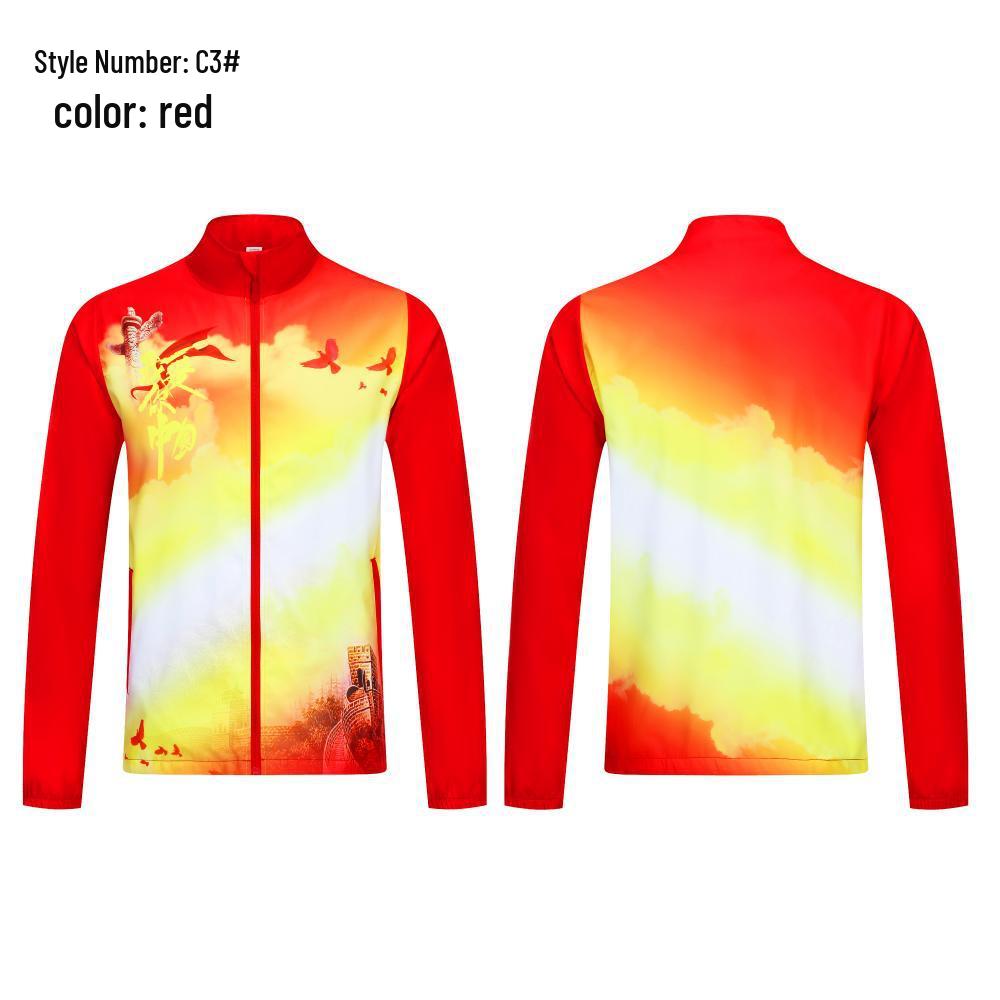 Chinese Style Sports Jacket Set for Boys & Girls - Long Sleeve Badminton & Volleyball Competition Apparel