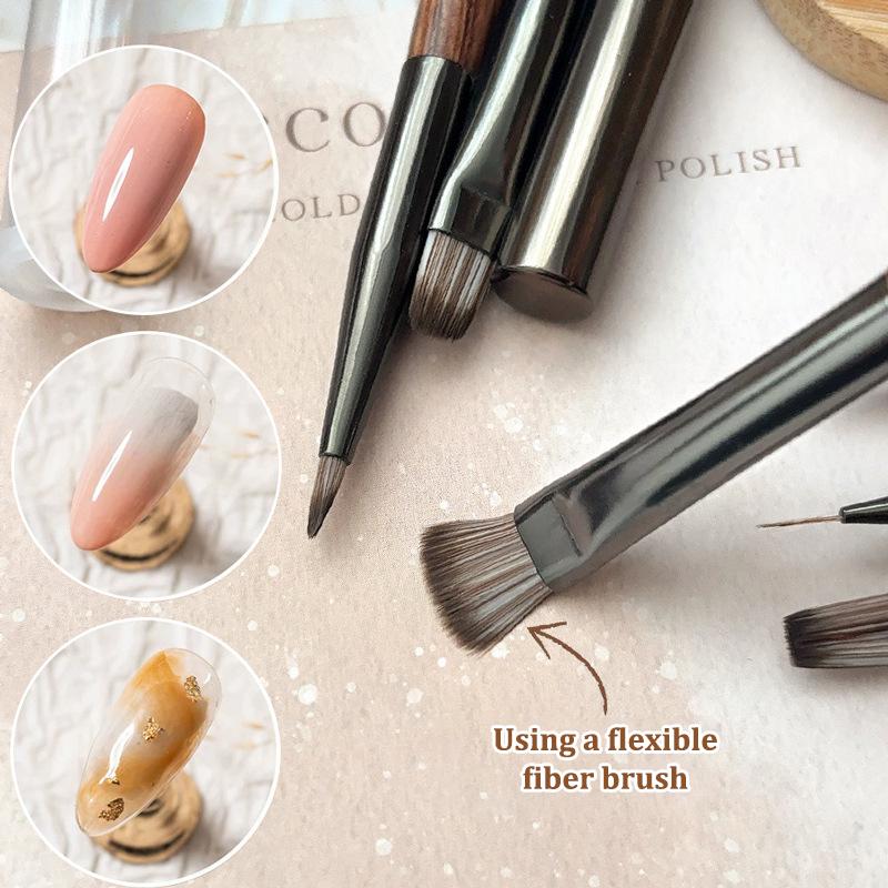Walnut Wood Uv Gel Polish Gradient Nail Art Ombre Painting Pen With Cover Detail Brush Drawing Brush High Quality Manicure Tool