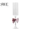 3D Butterfly Decoration Wine Glass Champagne Flutes with Pink Faux Crystal Wedding Party Anniversary Glasses