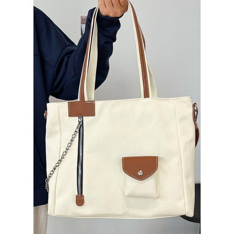 

Trendy And Spacious Women s Tote Bag In Classic Black Canvas Perfect For Casual Outings OffWhite