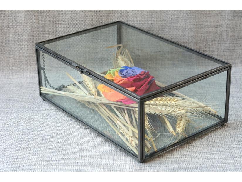 Elegant European Glass Jewelry and Cosmetics Organizer with Flip Lid