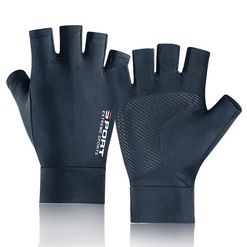 Eis-Seide Sonnenschutzhandschuhe Herren Sommer Dünn Rutschfest Atmungsaktiv Outdoor Reiten Fahren Angeln Leckend Zwei und ein halber Finger Handschuhe