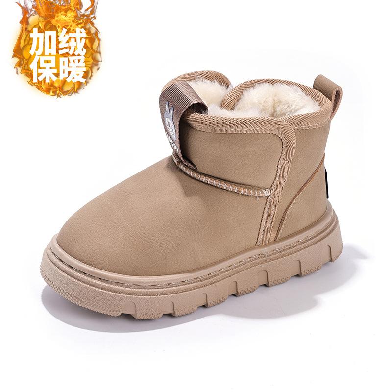 Children's snow boots 2025 winter new boys' velvet thickened waterproof cotton boots versatile girls' warm big cotton shoes