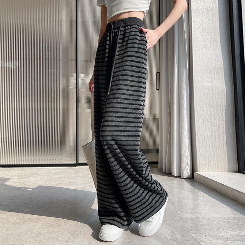 

Women s Retro Striped High-Waisted Wide-Leg Pants, Spring/Summer 2025 Collection L (recommended 106-115 jin)