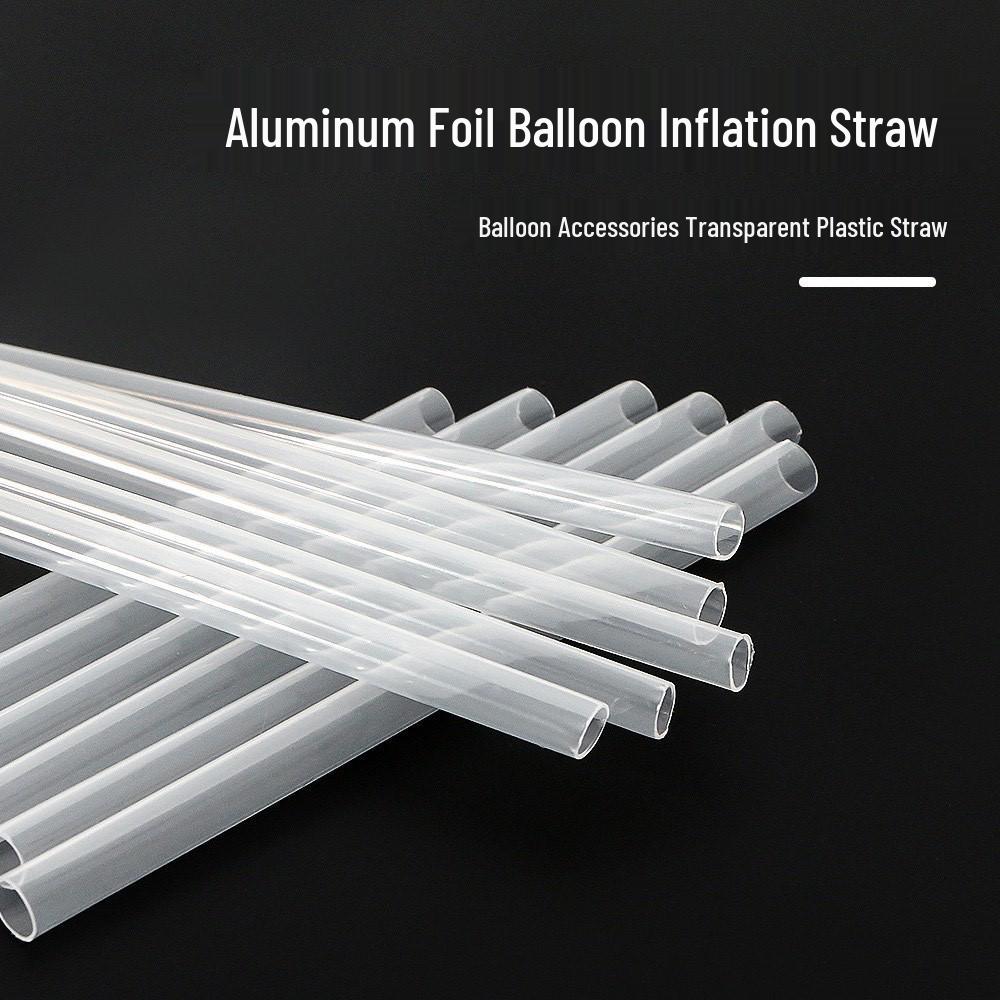 13cm Aluminum Film Balloon Inflation/Deflation Straw with Transparent Plastic Tube Accessory