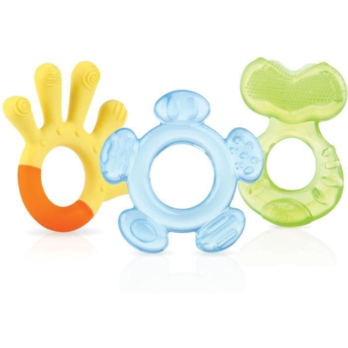 Lot de 3 anneaux de dentition - NUBY - Sans BPA - Dès 3 mois