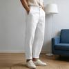 Men Pants Mid-rise Button Casual Trousers Pure Color Loose with Pockets Zipper Closure Fit Lightweight Breathable