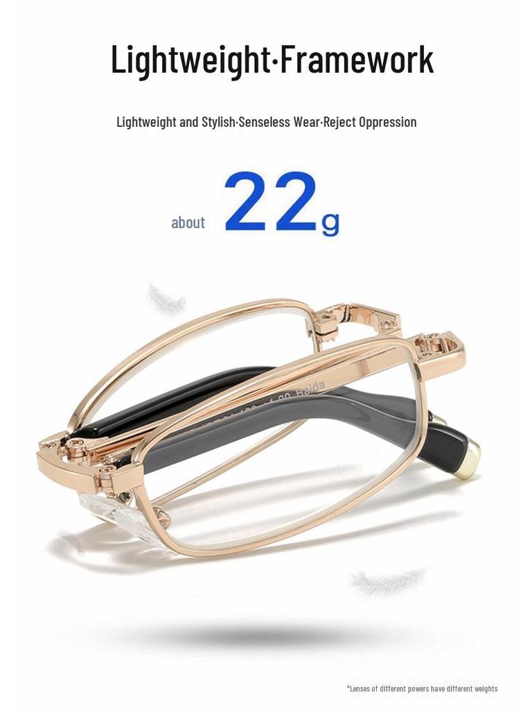Baida Portable Folding Reading Glasses for Men & Women - Compact, Lightweight Lens for Presbyopia (Model 072)