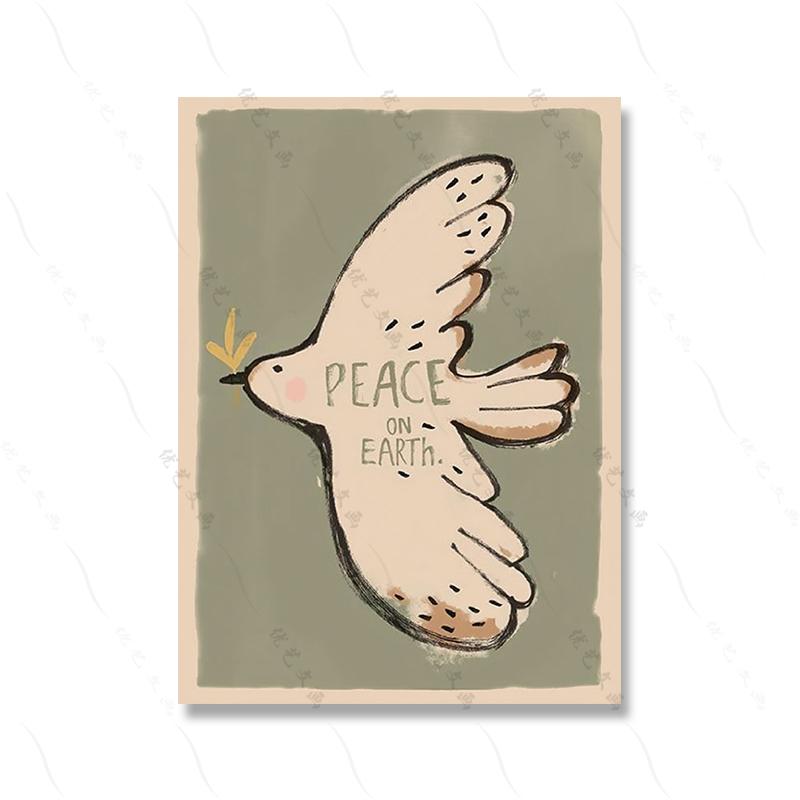 

Смешное животное кролик голубь мультфильм настенная живопись холст картина скандинавский ретро детская комната украшение плакат печать картина детская комната домашний декор 21x30cm No Framed