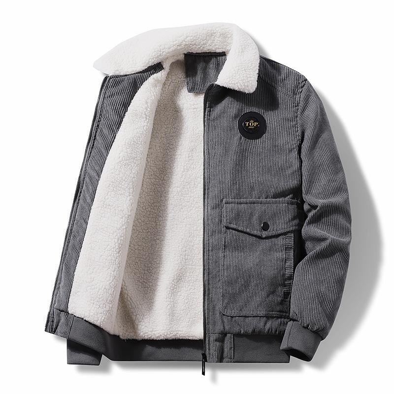 Warm Parker Jacket Men Autumn Winter Lambswool Loose Casual Jacket Men Fashion Corduroy Coat Thick