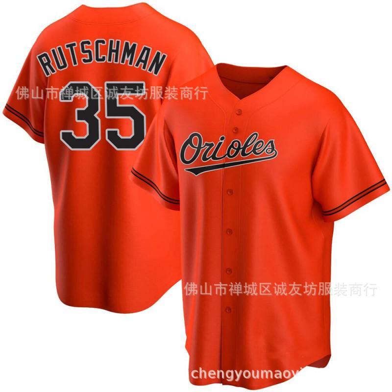 Baltimore Orioles 35 Adley Rutschman Orange Besticktes Baseballtrikot Unisex Fanbekleidung