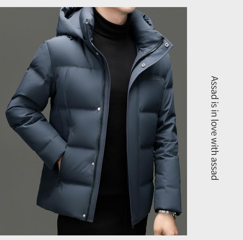 Men's 90% Goose Down Hooded Winter Jacket – Casual, Warm, Fashionable, Short Coat