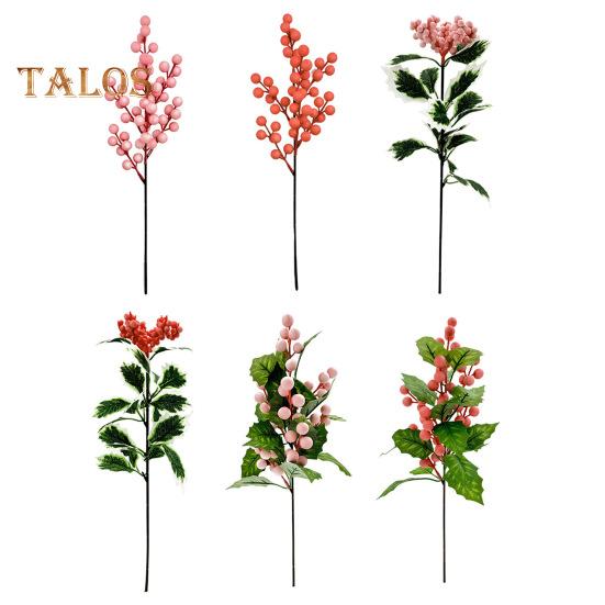 Künstliche rosa Beerenstiele, weihnachtliche rote Beerenpicks, künstliche Beerenzweige für Weihnachtsbaum, DIY-Bastelarbeiten, Hochzeit, Urlaub, Heimdekoration