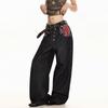 American Vintage Embroidered Wide Leg Jeans Unisex High Street Loose Straight Trousers