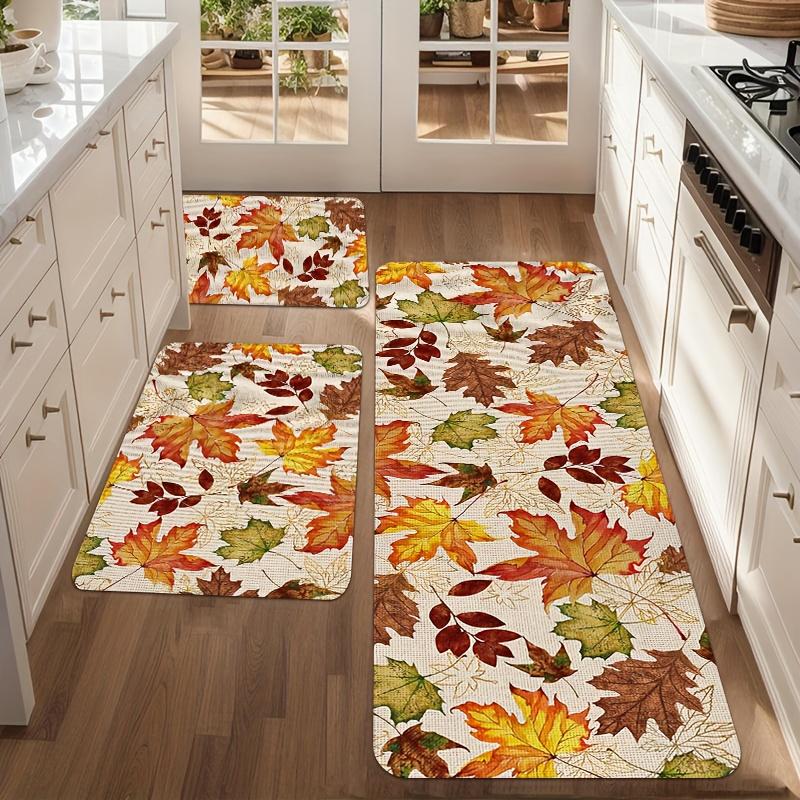 1 Pezzo Tappeti da Cucina Antifatica, Stampa Foglie d'Autunno che Soffiano Impermeabile Antiscivolo Spesso Ammortizzato Tappetino da Cucina Resistente Comfort Tappetino per Stare in Piedi per Cucina