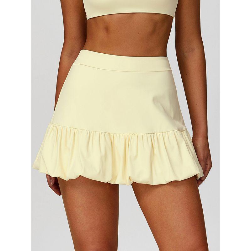 Women's Sports Skirt Fashion Tape Tennis Skirt High Waist Hip Lift Fake Two-Piece Yoga Skirt Running Outerwear Fitness Culottes