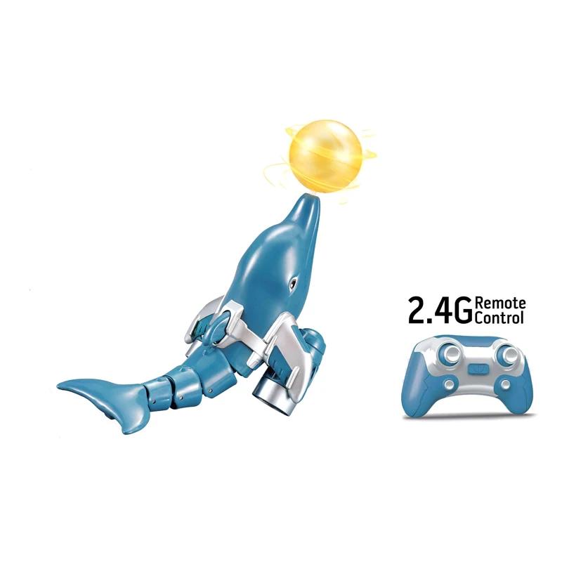 

Rc Dolphin Boat 2.4G Remote Controlled Fish with Ball Electric Stunt Boats Double Propeller Speedboat Animal Model Water Toy Boy