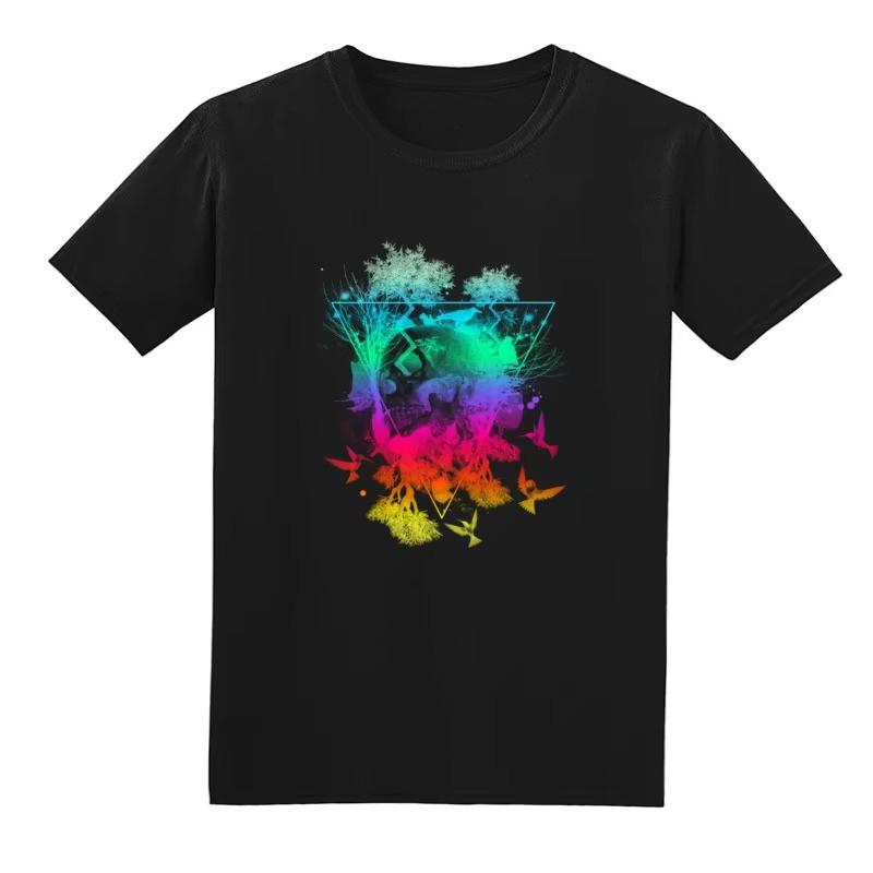 PROMOÇÃO STEAM WAVE T-SHIRT CAVEIRA NEON TECH TIDE ESTÉTICA CAVEIRA AQUARELA ARCO-ÍRIS CAVEIRA ESPACIAL T-SHIRT DIVERTIDA PARA HOMEM Camisa