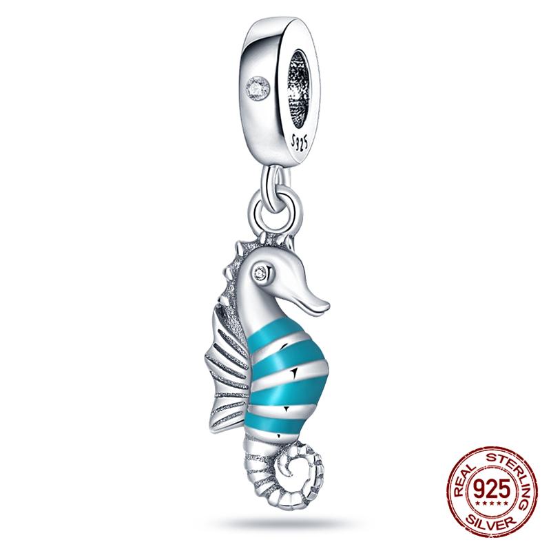100% Genuine 925 Sterling Silver Ocean Collection Seashell Turtle and Heels Charm Beaded for Original  Bracelet Bracelet
