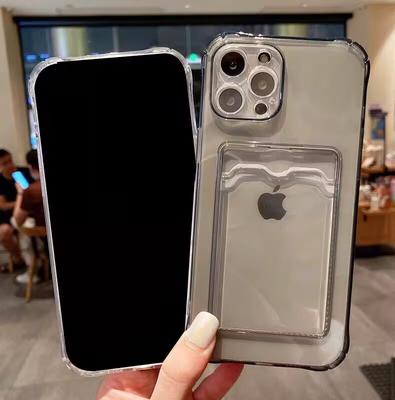 Przezroczysty Etui Torba z Miejscem na Karty Do iPhone 16 15 14 Plus 13 12 11 Pro Max Slot Portfel Tylna Pokrywa Silikonowy Przezroczysty Etui