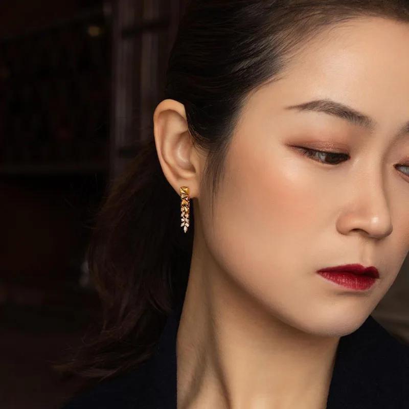 Classic And Fresh Luster Wheat Element Earrings For Women Elegant Fashionable High Quality Long Earings Wedding Fine Jewelry