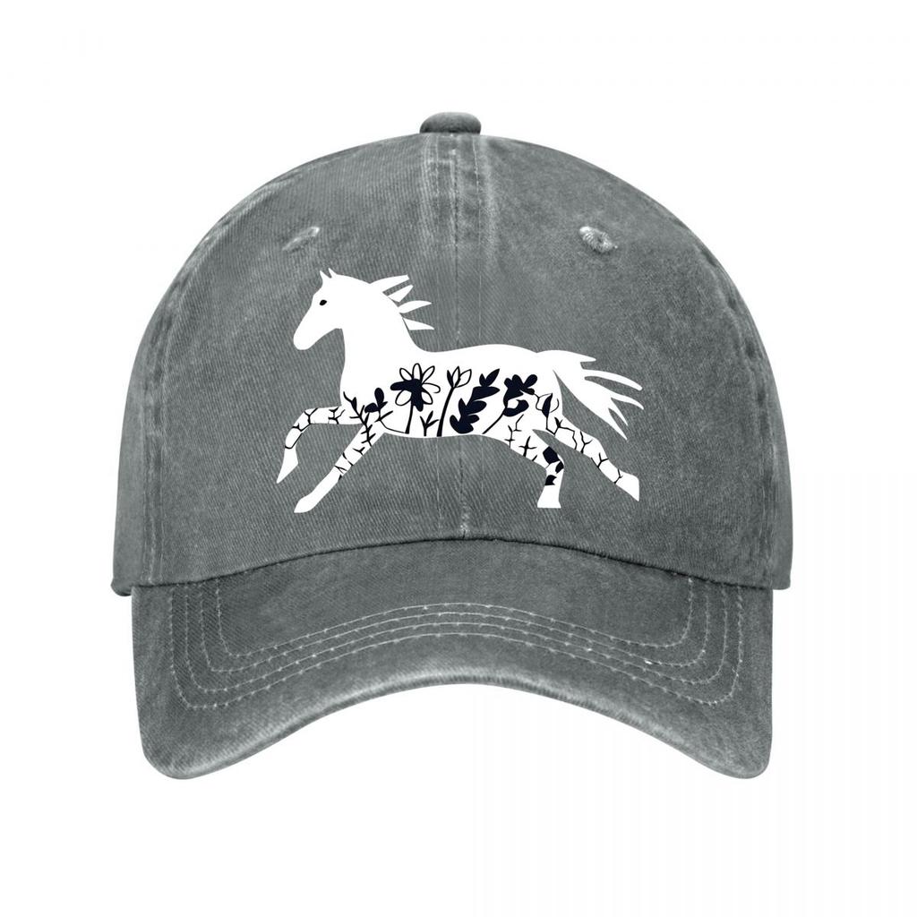 Retro Running Horse Unisex Adjustable Allseason Graphic Pattern Buckle Closure INFASHULE Washed Baseball Cap