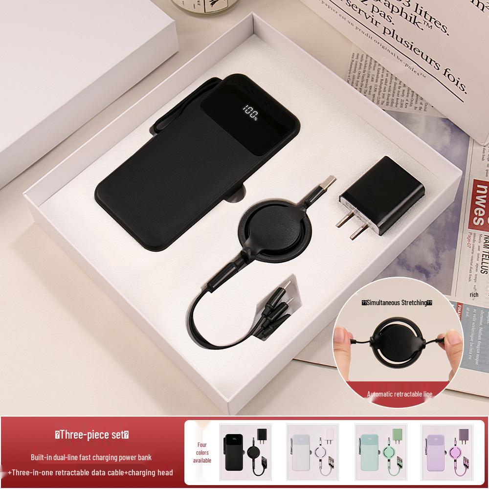 Year of the Horse Souvenir: 3C Certified Fast Charging Power Bank Set with Built-in Cable for Clients' Annual Meeting Gift