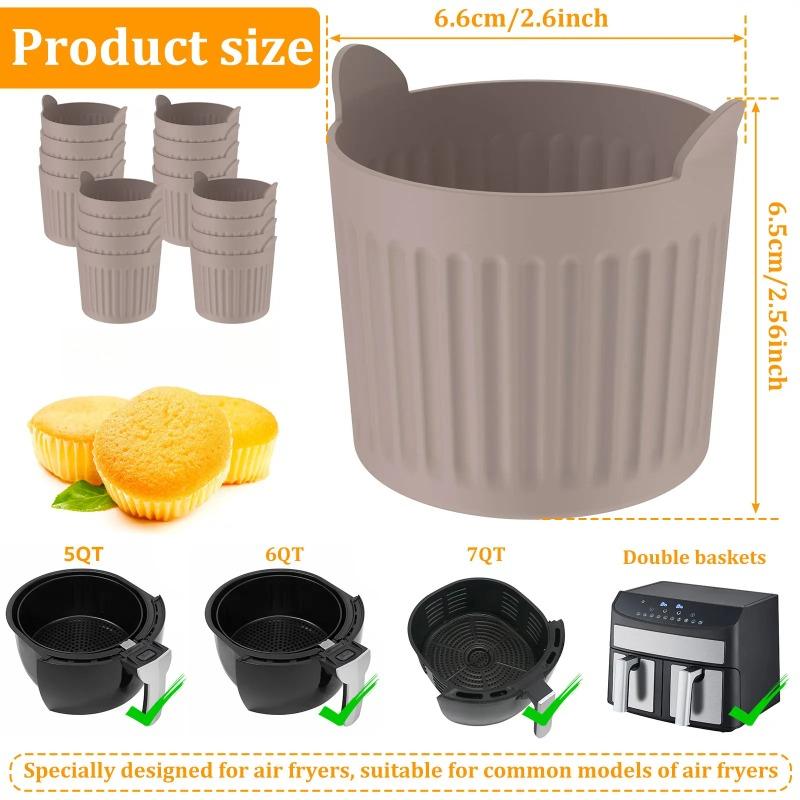 

8 шт. Силиконовые формочки для выпечки для аэрофритюрницы, пищевой силикон, антипригарные аксессуары для аэрофритюрницы, формы для яиц для аэрофритюрницы для кексов, пудингов, тартов, заварных кремов brown,4pcs