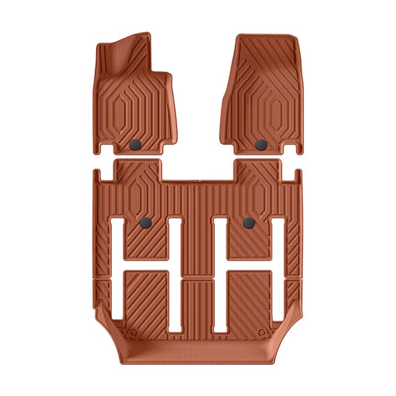 Eco-friendly TPE Car Mats Set for 2024-2025 AITO M9: Orange Floor, Seat Back, and Trunk Mats
