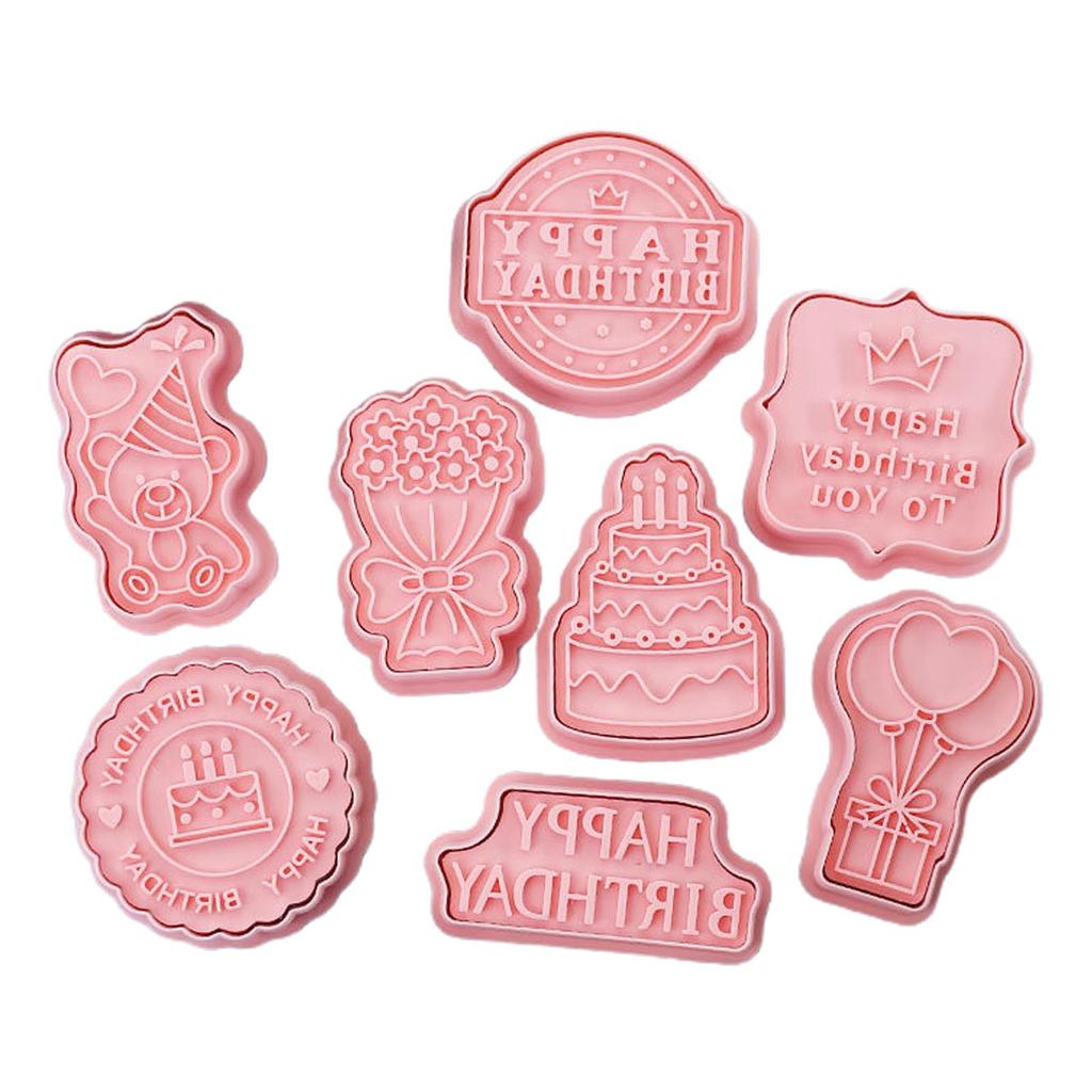 Plastic Cookie Cutters Birthday Series Biscuit Moulds Cookie Moulds Biscuit Cutter Kitchen Baking Accessories for Cookie