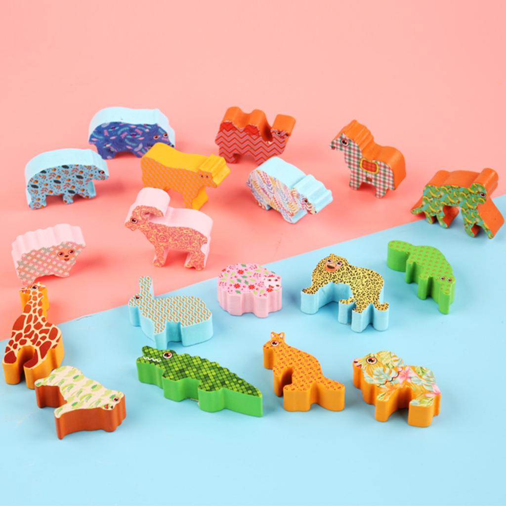 Animal Themed Balancing Building Block, Shape Matching Construction, Interactive Wooden Toy For Parents And Children.