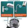 1pc1440° Copper Alloy Universal Swivel Faucet Spray Head,Compatible with Extension Faucets, Aerator Spouts,Wash Basin Robot Arm Faucet Extenders